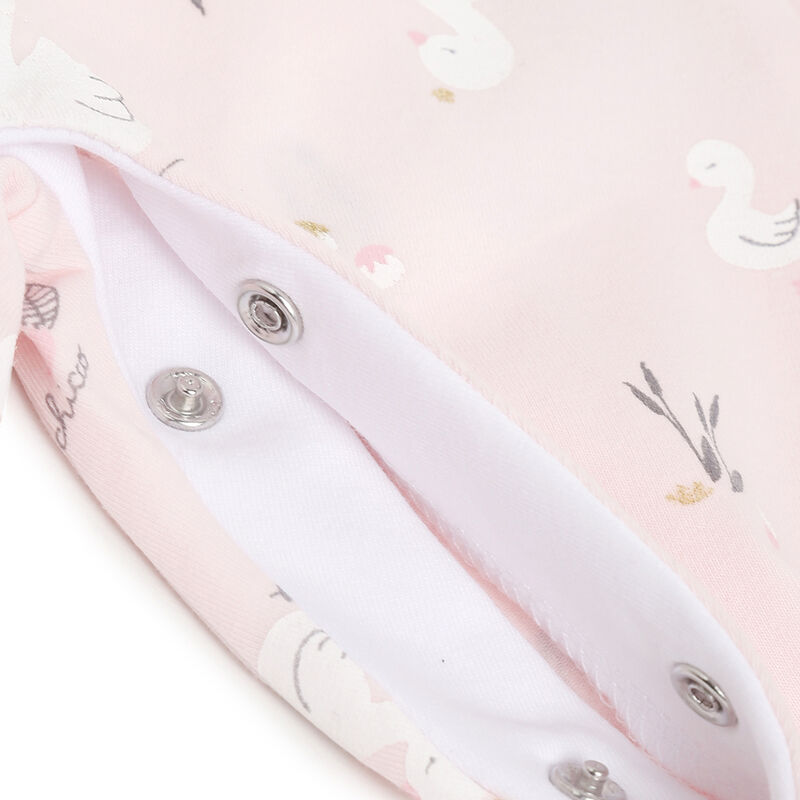 Girls Light Pink Applique Front Opening Babysuit image number 4